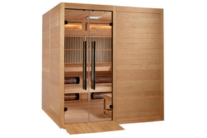 Golden Designs 2025 "Toledo" 6-Person Indoor Hybrid Sauna (Full Spectrum and Harvia Traditional Stove)