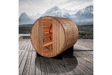 Load image into Gallery viewer, Golden Designs &quot;Zurich&quot; 4-Person Barrel Traditional Sauna (w/ Bronze Privacy View)
