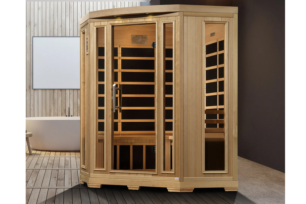 Pro 6 "Rebecca" 3-Person Corner Near Zero EMF Far Infrared Sauna (2025 Edition)