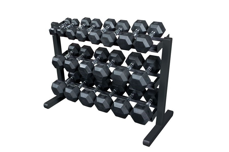 Rubber Hex Dumbbells, 25lb 2024 Pair, Black