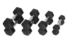 Load image into Gallery viewer, Warrior Rubber Hex Dumbbell Set w/ Rack (5-50lbs) (IN-STORE PICK-UP SPECIAL)
