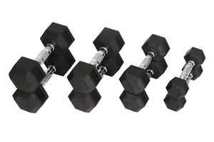 Warrior Rubber Hex Dumbbell Set w/ Rack (5-50lbs) (IN-STORE PICK-UP SPECIAL)