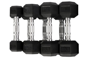 Warrior Rubber Hex Dumbbell Set w/ Rack (5-50lbs) (IN-STORE PICK-UP SPECIAL)
