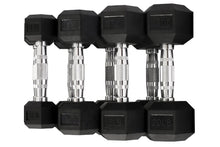 Load image into Gallery viewer, Warrior Rubber Hex Dumbbells ($1.25/lb) (IN-STORE PICK-UP SPECIAL)

